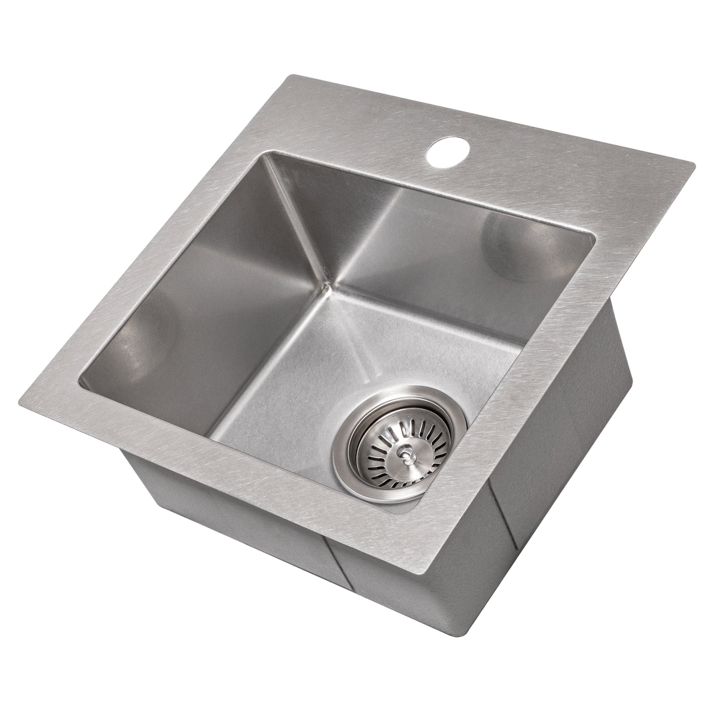 STS-15S - 15" Donner Topmount Single Bowl Satin Stainless Steel Bar Kitchen Sink