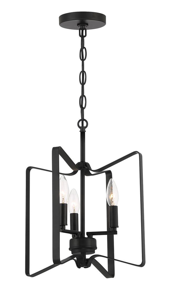 56153-FB - Shayna 3 Light 14" High Semi Flush Mount - Flat Black
