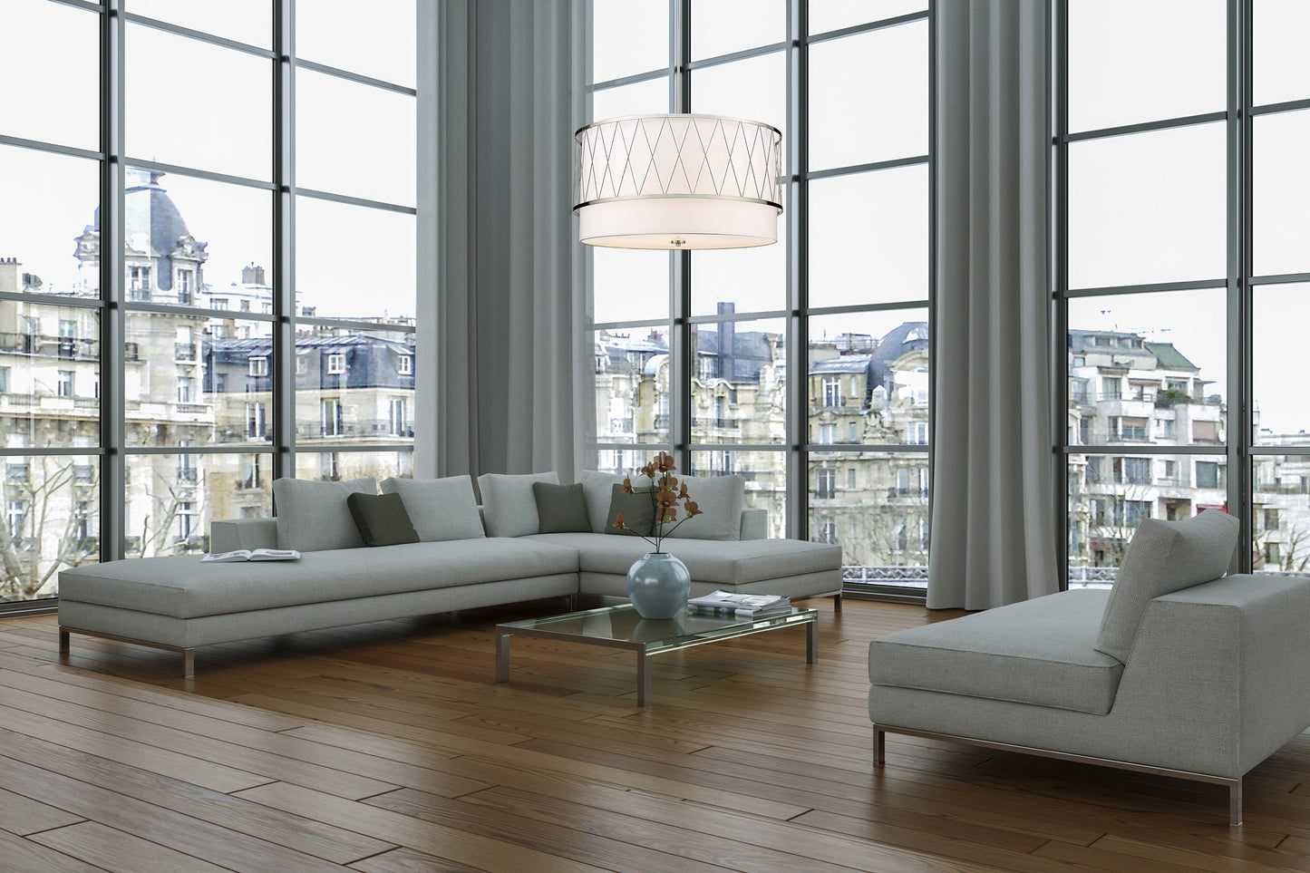 198-32BN - Dalton 5 Light 32" Pendant - Brushed Nickel