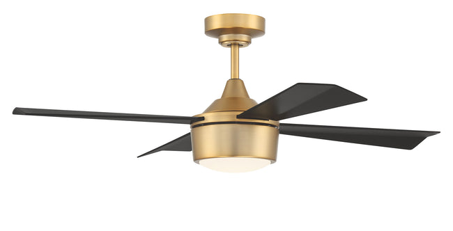 THO42SB4 - Theo 42" 4 Blade Indoor Outdoor Ceiling Fan with Light Kit - Satin Brass