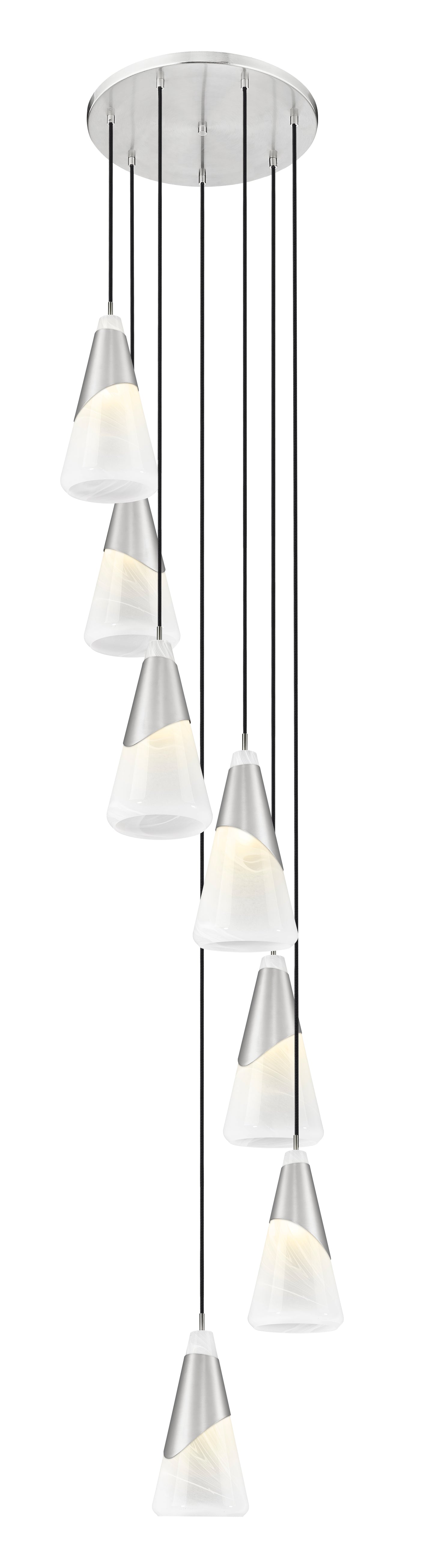 828P7-7R-BN - Aimie 7 Light 18" Chandelier - Brushed Nickel