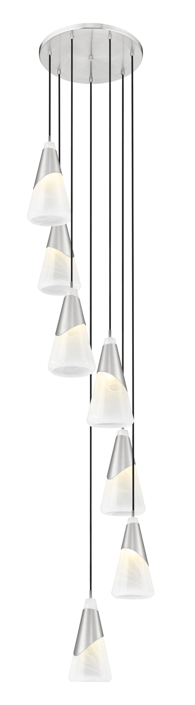 828P7-7R-BN - Aimie 7 Light 18" Chandelier - Brushed Nickel