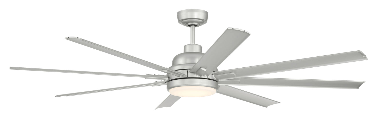 RSH65PN8 - Rush 65 65" 8 Blade Indoor Outdoor Ceiling Fan with Light Kit - Painted Nickel