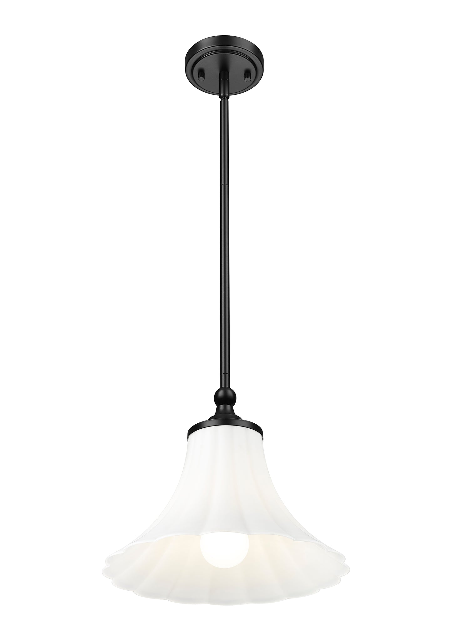 1958P12-MB - Fleur 1 Light 12" Pendant - Matte Black