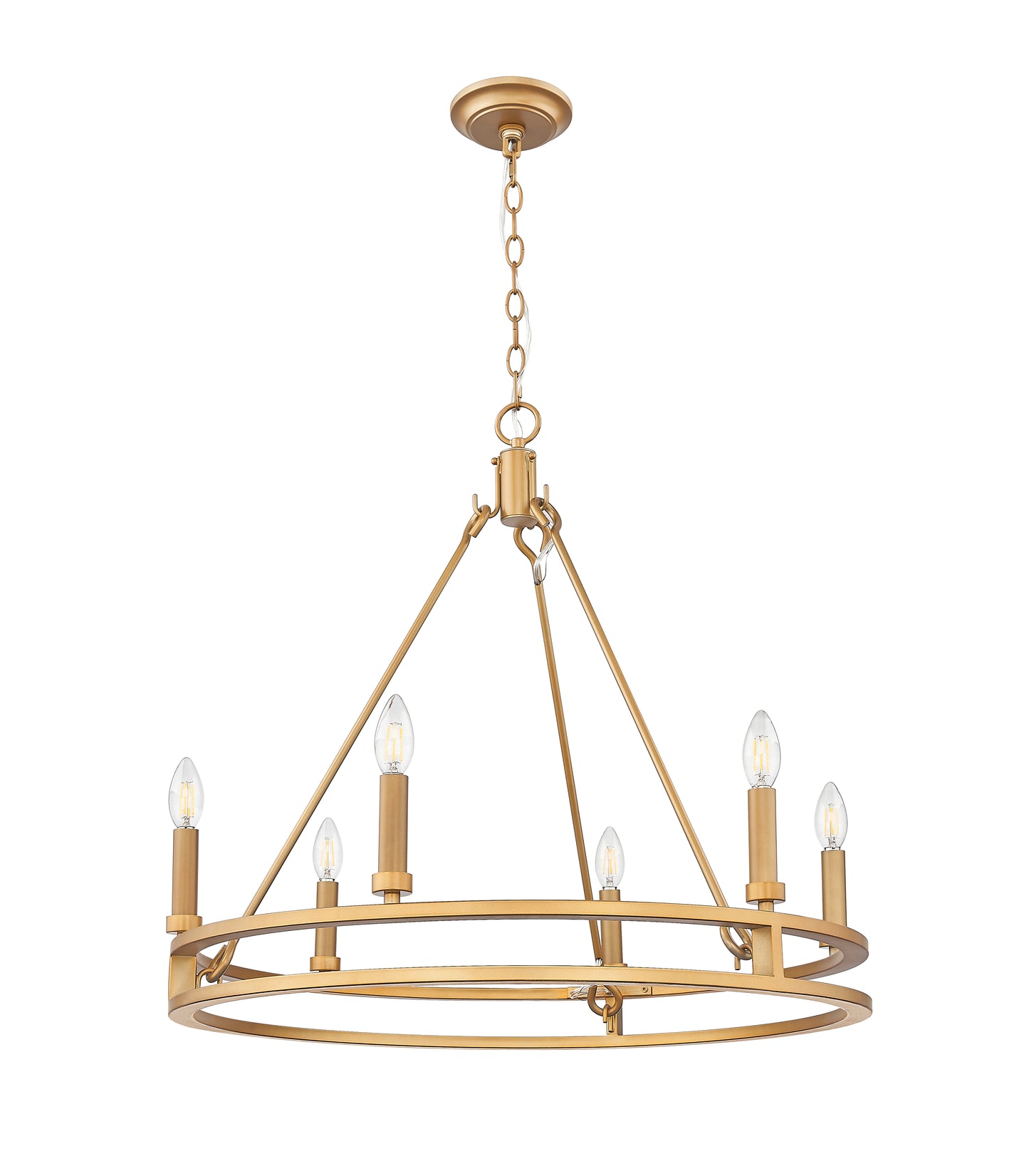 4005-6SBR - Dennison 6 Light 28" Chandelier - Signature Brass