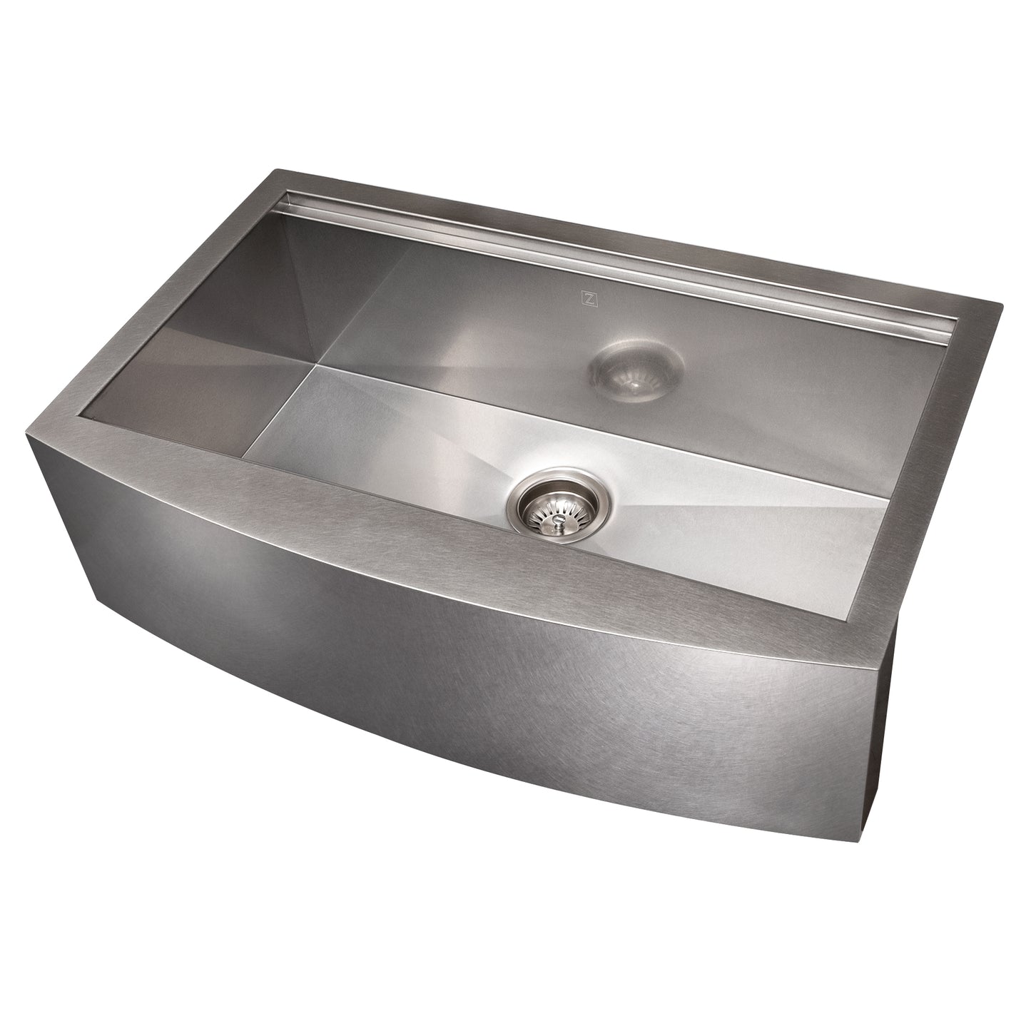 SLSAP-33S - 33" Moritz Farmhouse Apron Mount Single Bowl Satin Stainless Steel Kitchen Sink with Bottom Grid and Accessories