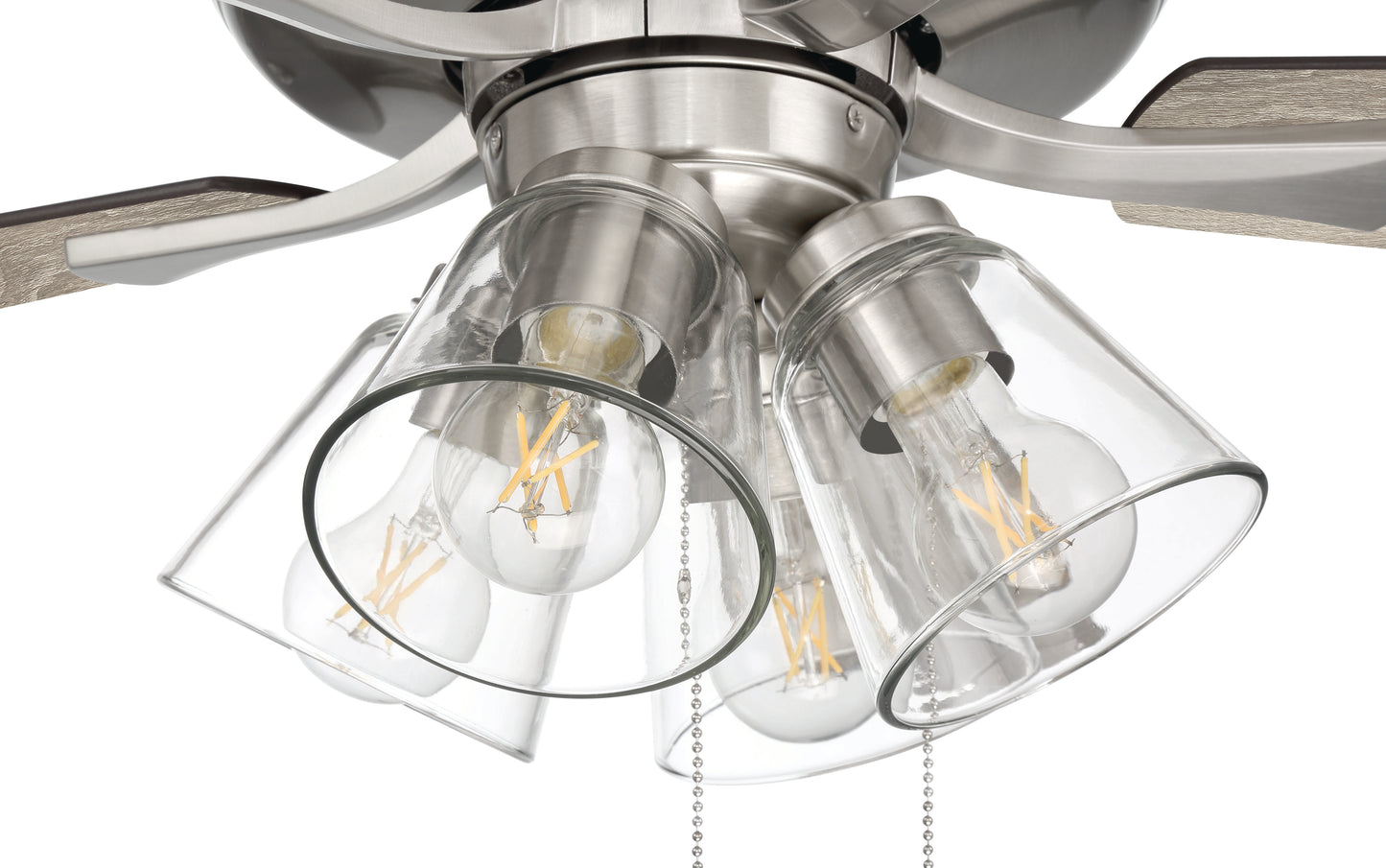 ECF104BNK5-DWWLN - Eos Clear 4 Light 52" 5 Blade Ceiling Fan with Light Kit - Brushed Nickel