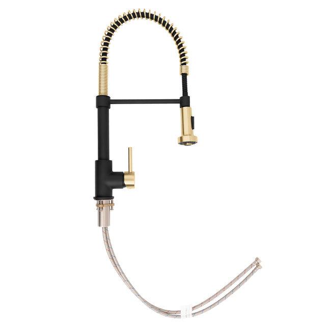 APL-KF-ZMBCB - Autograph Edition Apollo Pull Down Spring Single Handle Kitchen Faucet in Matte Black and Champagne Bronze