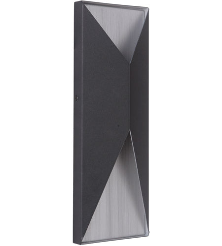 Z3412-TBBA-LED - Peak 2 Light 14" High Outdoor Pocket Sconce - Textured Black / Brushed Aluminum