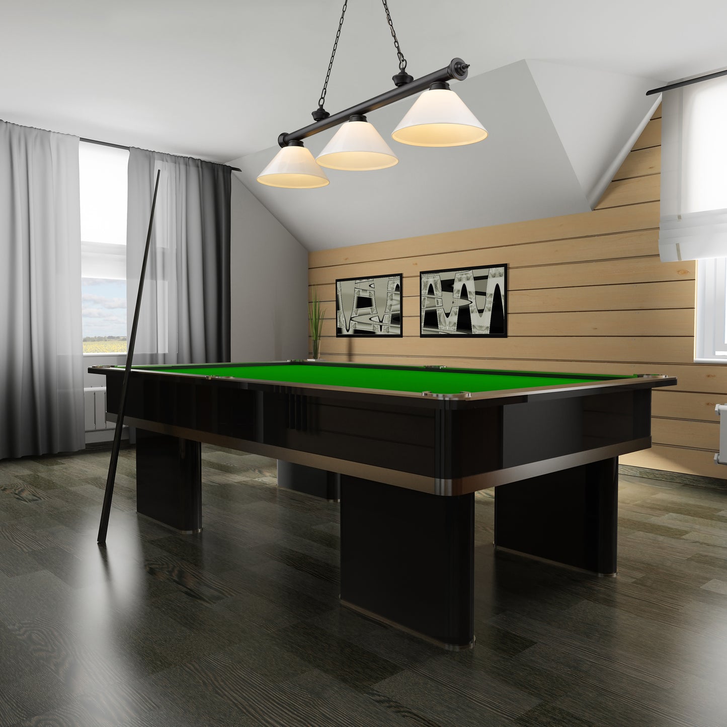 2306-3MB-PWH - Cordon 3 Light 57" Billiard - Matte Black
