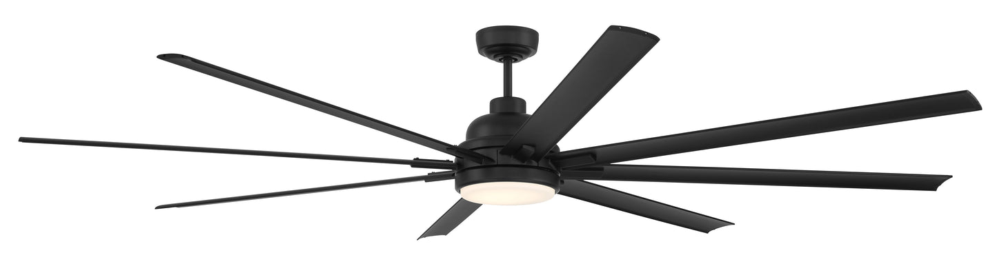 RSH84FB8 - Rush 84 84" 8 Blade Indoor Outdoor Ceiling Fan with Light Kit - Flat Black