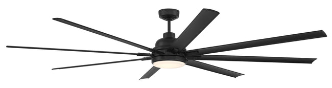 RSH84FB8 - Rush 84 84" 8 Blade Indoor Outdoor Ceiling Fan with Light Kit - Flat Black