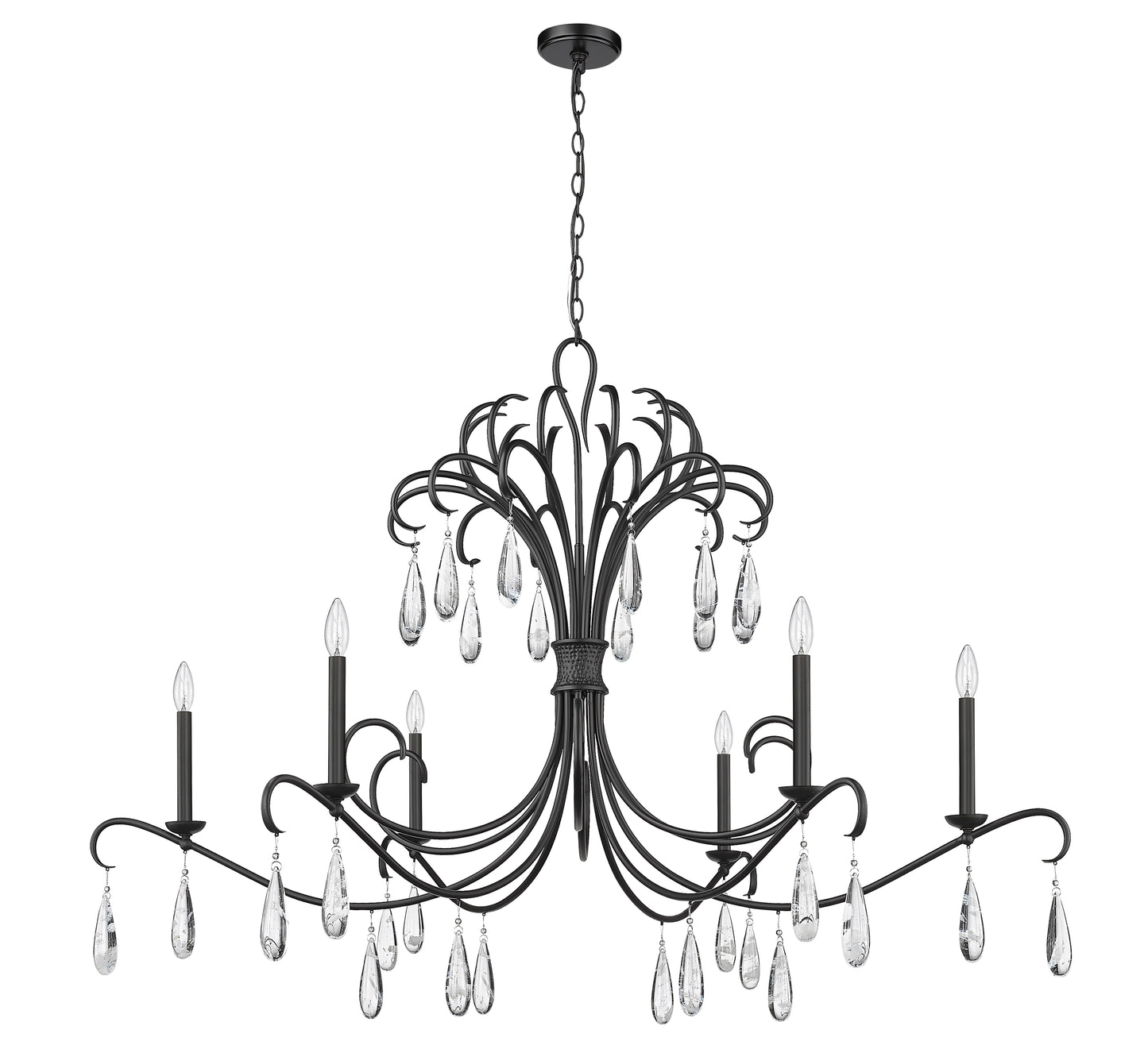 3039-59MB - Amara 6 Light 59" Chandelier - Matte Black