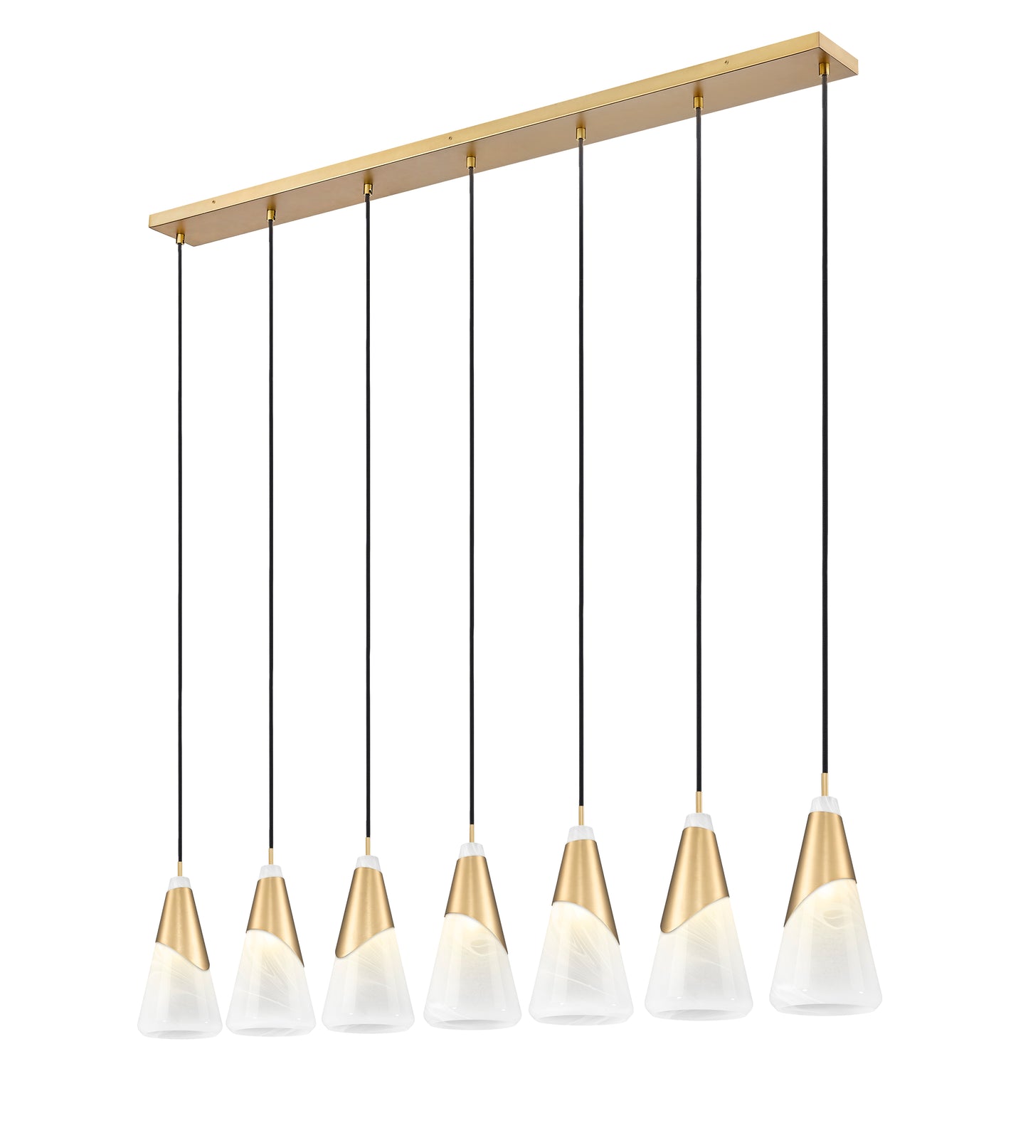 828P7-7L-MGLD - Aimie 7 Light Linear 54" Chandelier - Modern Gold