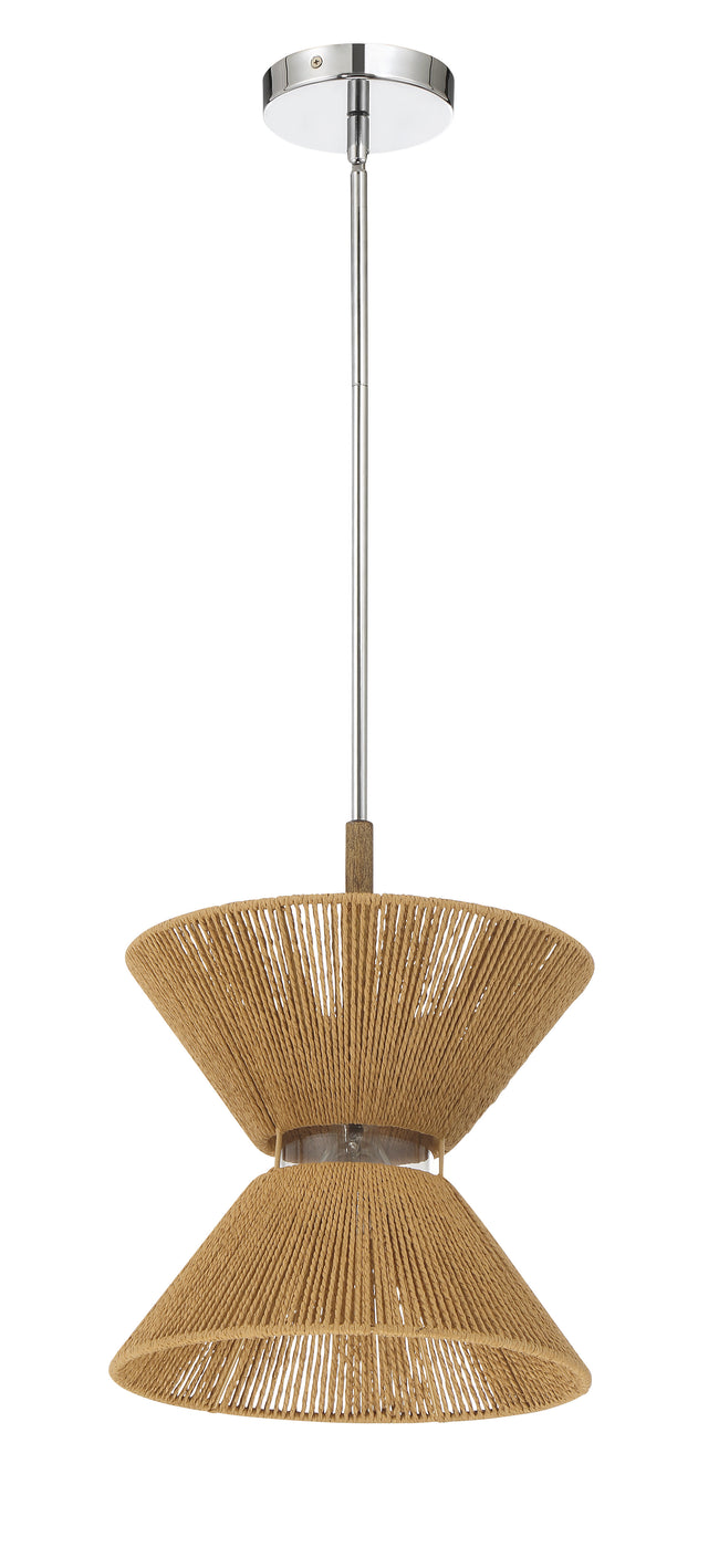 58591-CHWAL - Serena 1 Light 12.13" Wide Pendant - Chrome / Walnut