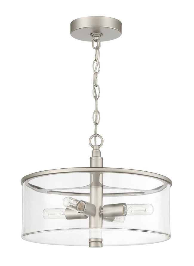55654-SN - Hailie 4 Light 14.13" Wide Semi Flush Mount - Satin Nickel