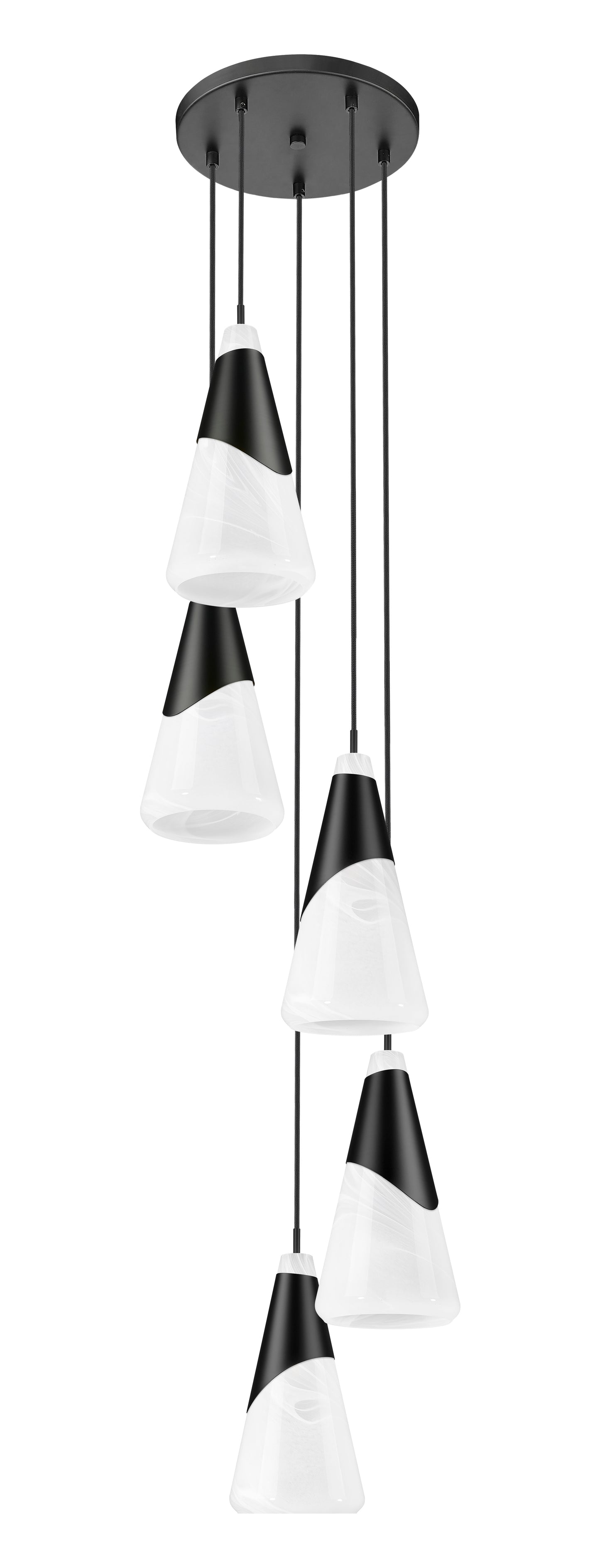 828P7-5R-MB - Aimie 5 Light 12" Chandelier - Matte Black