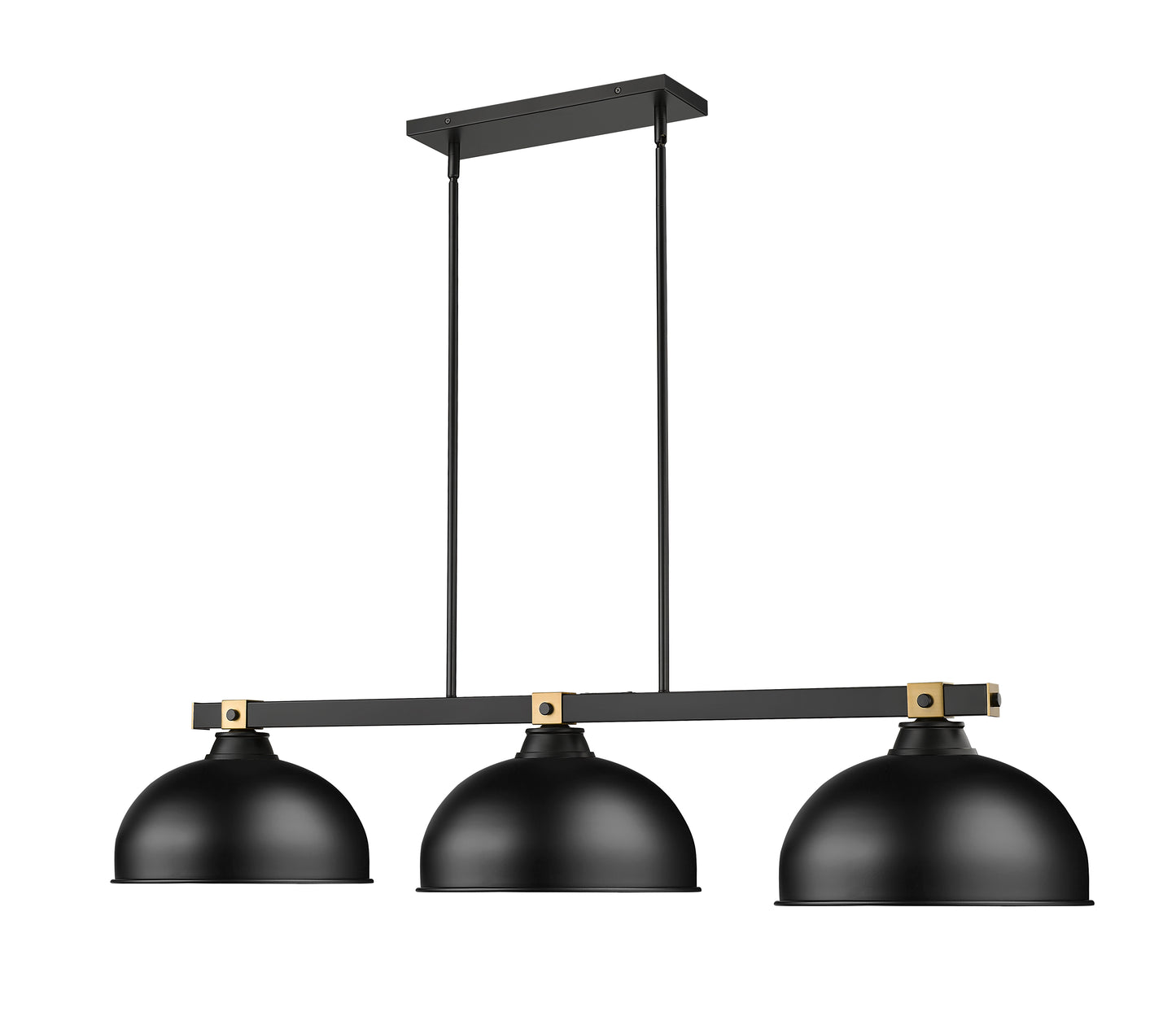 1955-3MB-RB-D13MB - Bronte 3 Light 52" Billiard - Matte Black / Rubbed Brass