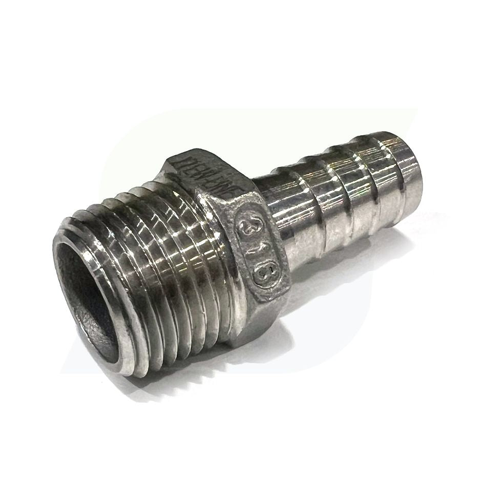 N400-038-050SS - 316 Stainless Hose Barb x Male NPT - 3/8" Hose x 1/2" Male NPT