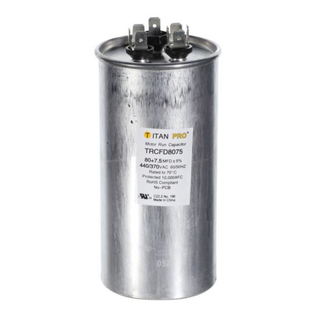 TRCFD8075 - TITAN PRO CAPACITOR 80+7.5 MFD 440/370V ROUND