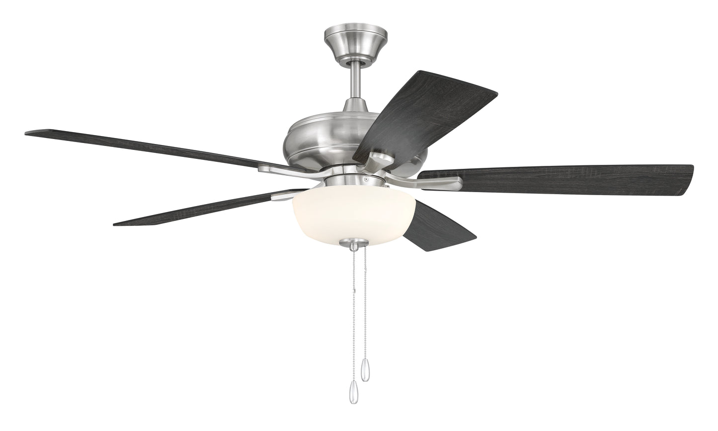 ECF211BNK5-BNGW - EOS 2 Light Frosted White Bowl 52" Ceiling Fan 52" 5 Blade Ceiling Fan with Light Kit - Brushed Nickel