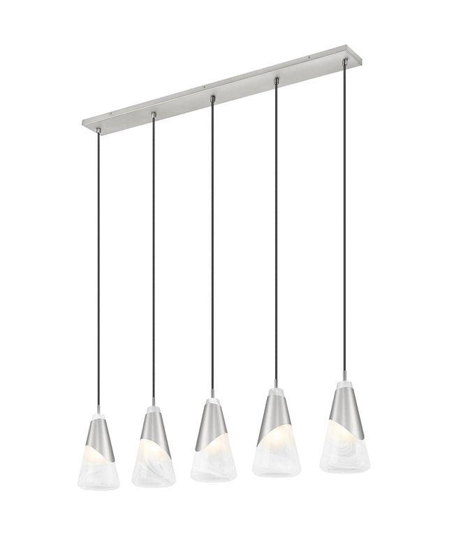 828P6-5L-BN - Aimie 5 Light Linear 42" Chandelier - Brushed Nickel