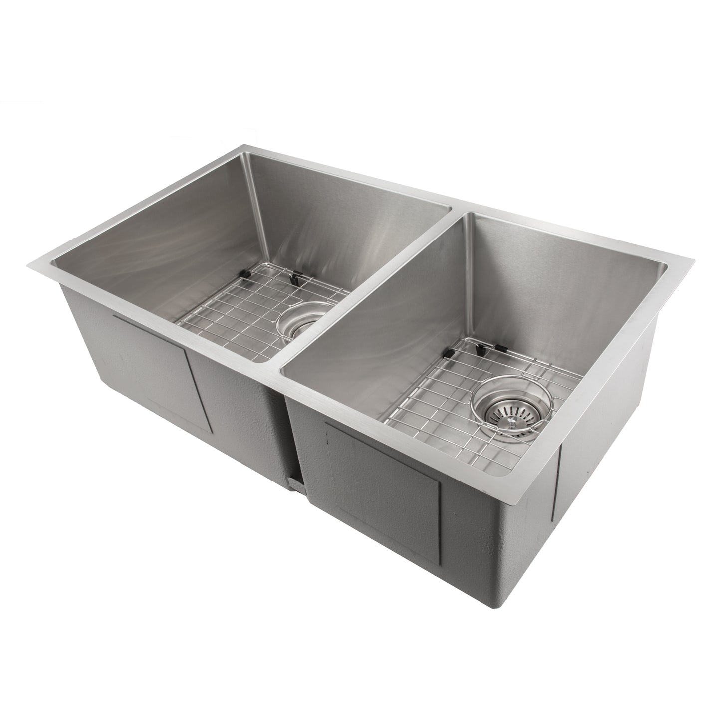 SR60D-33 - 33" Chamonix Undermount Double Bowl Stainless Steel Kitchen Sink with Bottom Grid