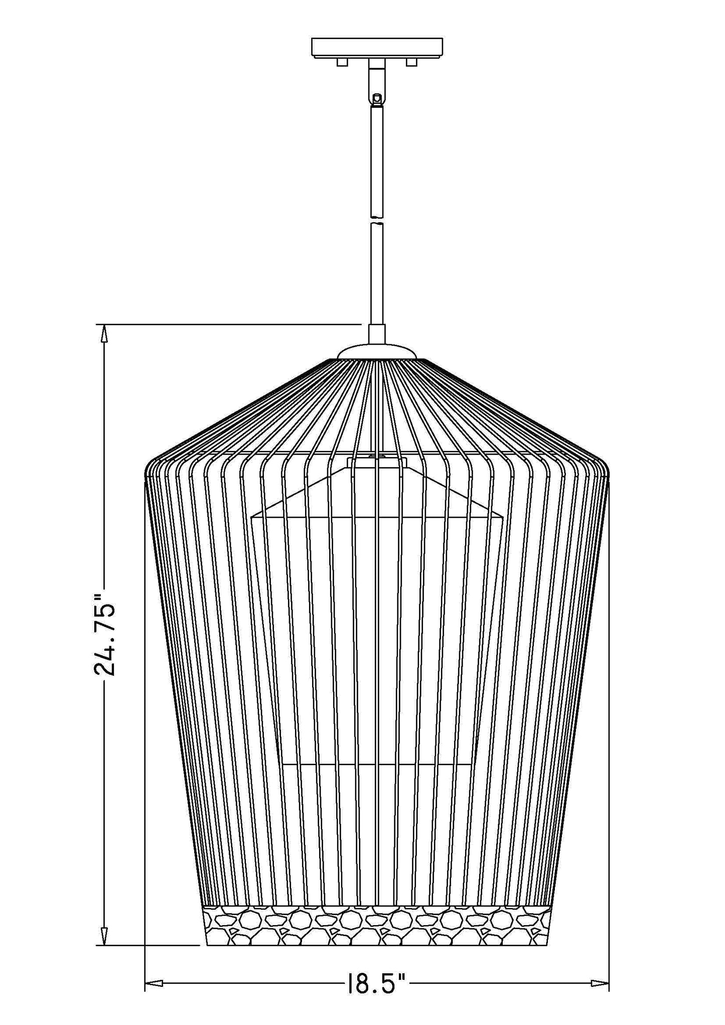 342P19-MB - Lido 1 Light 18" Pendant - Matte Black
