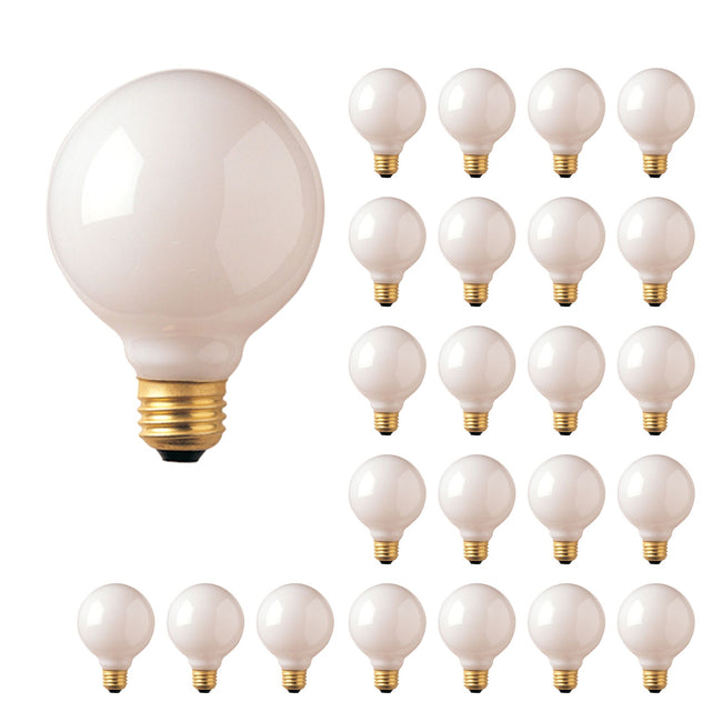 393004 - Dimmable White G25 Incandescent Light Bulb - 40 Watt - 2700K - 24 Pack