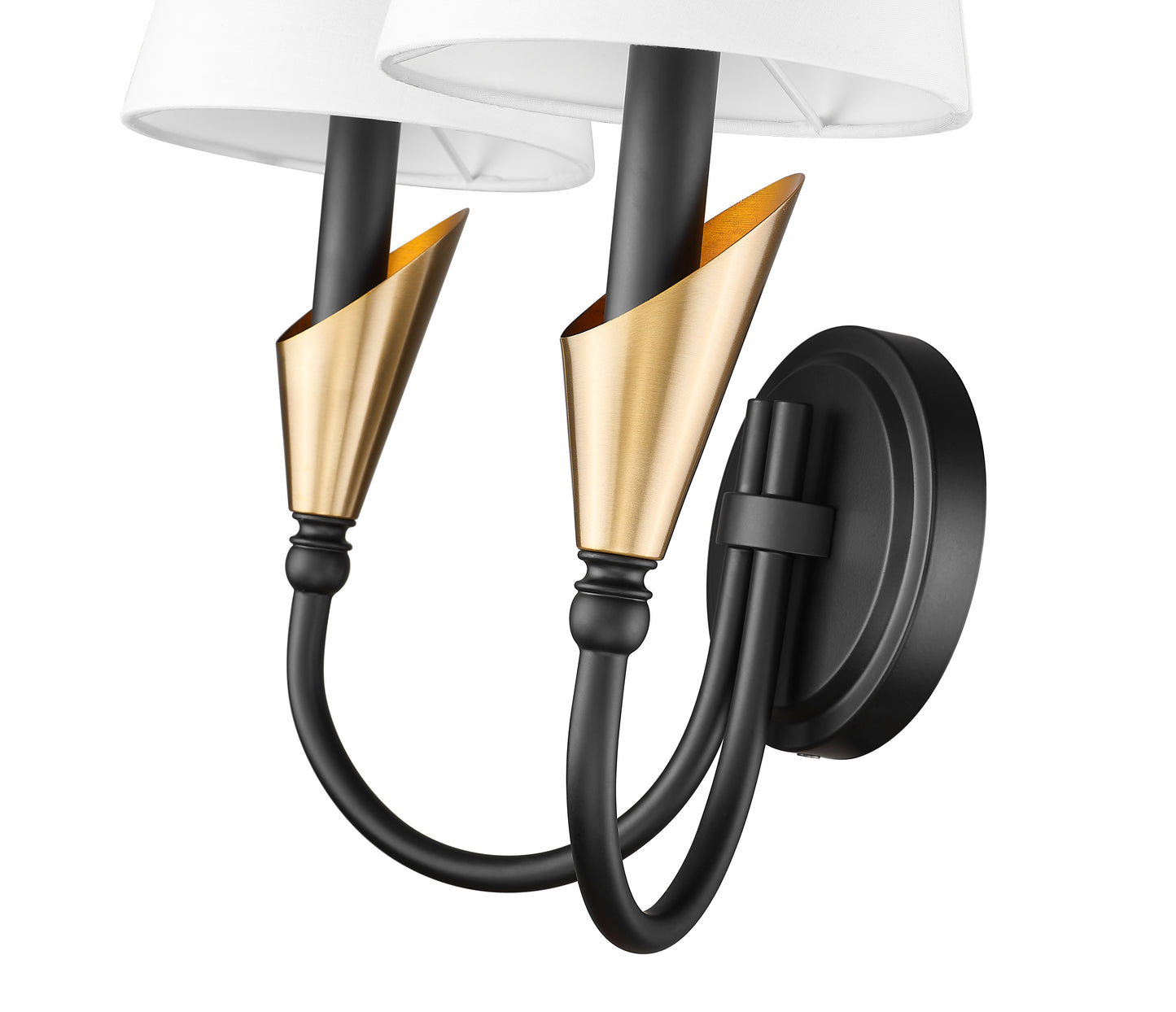 4014-2S-MB-MGLD - Claudelle 2 Light Wall 14" Sconce - Matte Black / Modern Gold