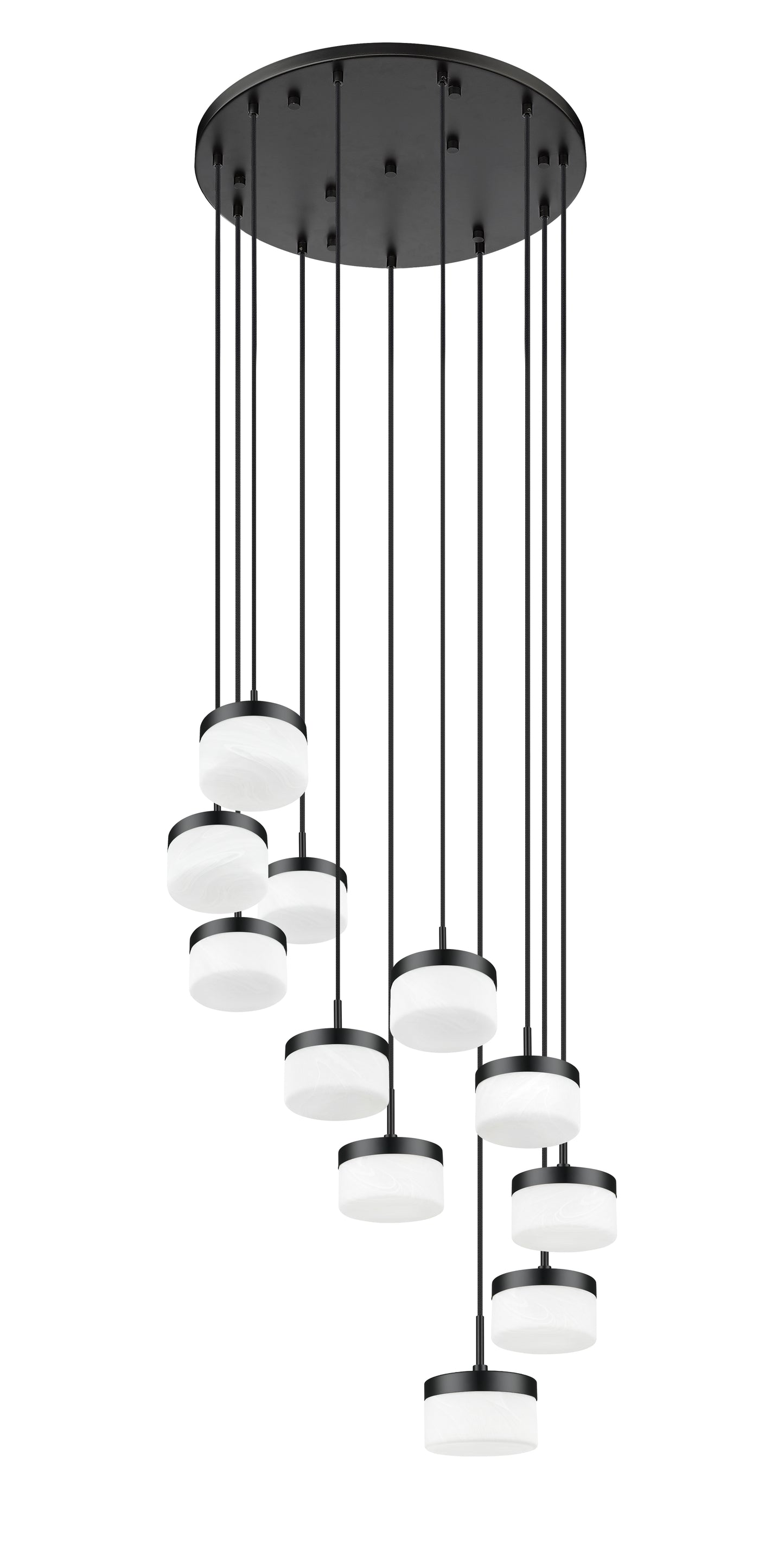 827P6-11R-MB-LED - Renaud 11 Light 28" Chandelier - Matte Black