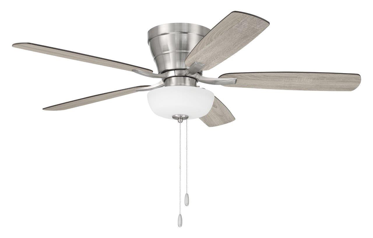 WHL52BNK5C1 - Wheeler 52 2-Light Bowl 52" 5 Blade Ceiling Fan with Light Kit - Brushed Nickel