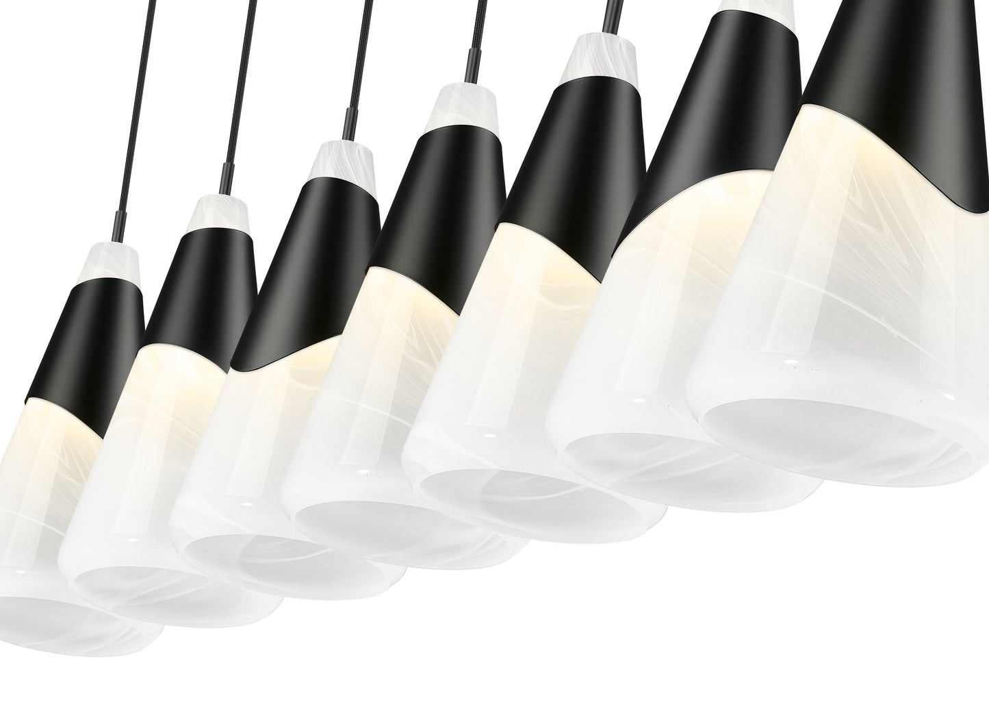 828P7-7L-MB - Aimie 7 Light Linear 54" Chandelier - Matte Black