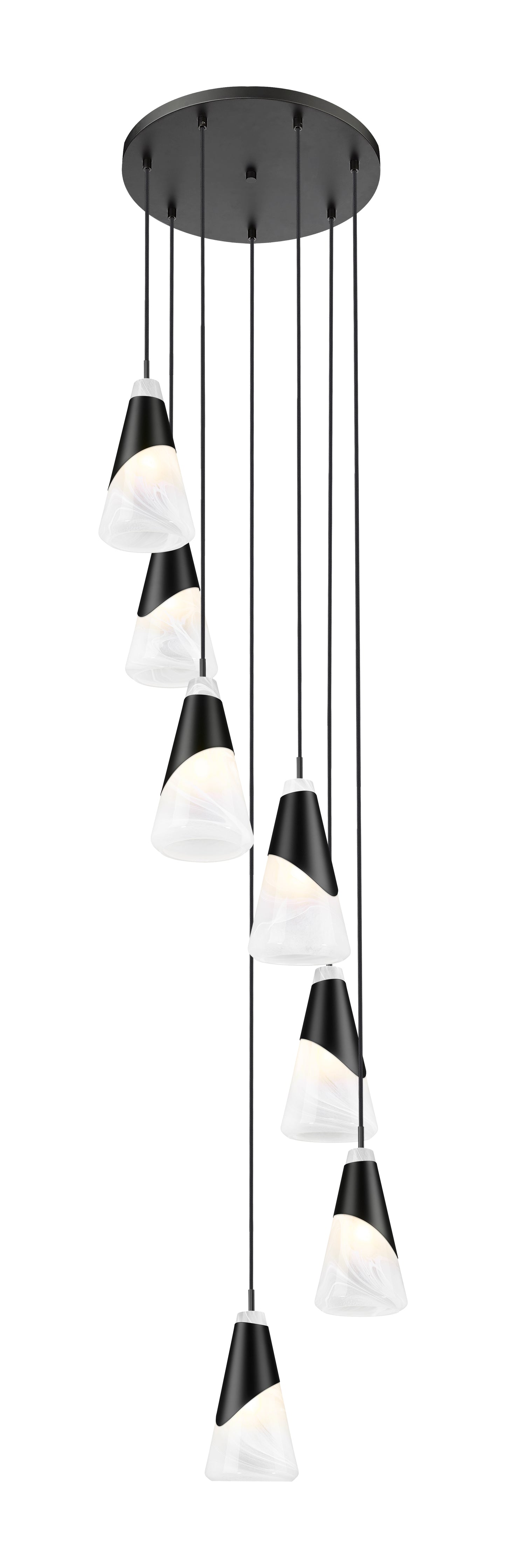 828P6-7R-MB - Aimie 7 Light 18" Chandelier - Matte Black