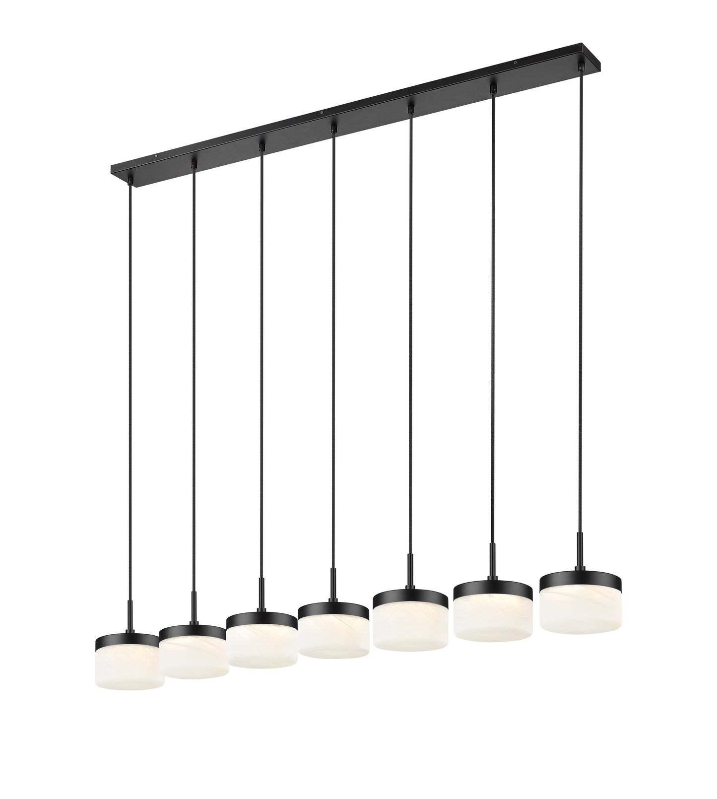 827P6-7L-MB-LED - Renaud 7 Light Linear 59" Chandelier - Matte Black