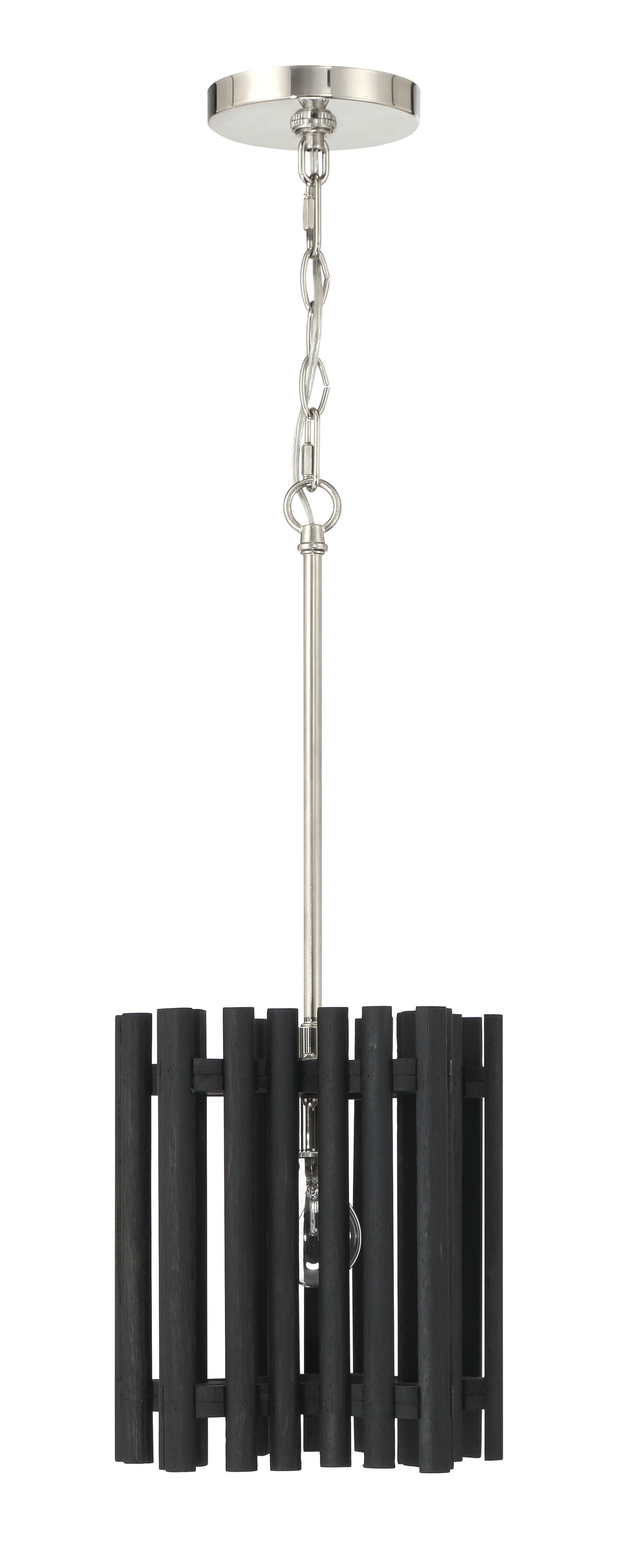 58491-PLNBWN - Freeform 1 Light 9.5" Wide Pendant - Polished Nickel / Black Walnut