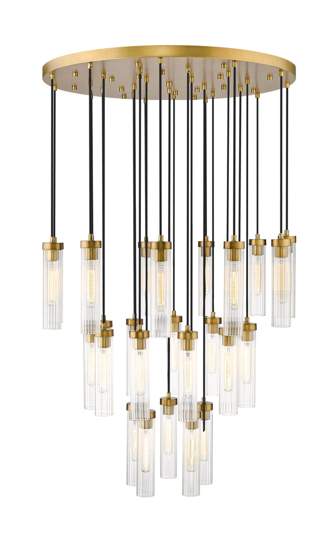 740P-27R-RB - Beau 27 Light 36" Chandelier - Rubbed Brass