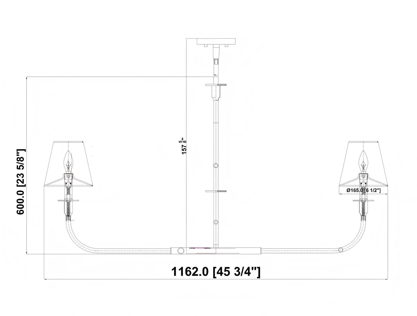 3049-42L-BN - Tova 2 Light Linear 46" Chandelier - Brushed Nickel