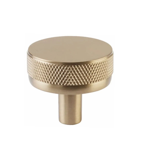 1-1/4" Knurled Cabinet Knob - Satin Brass Finish