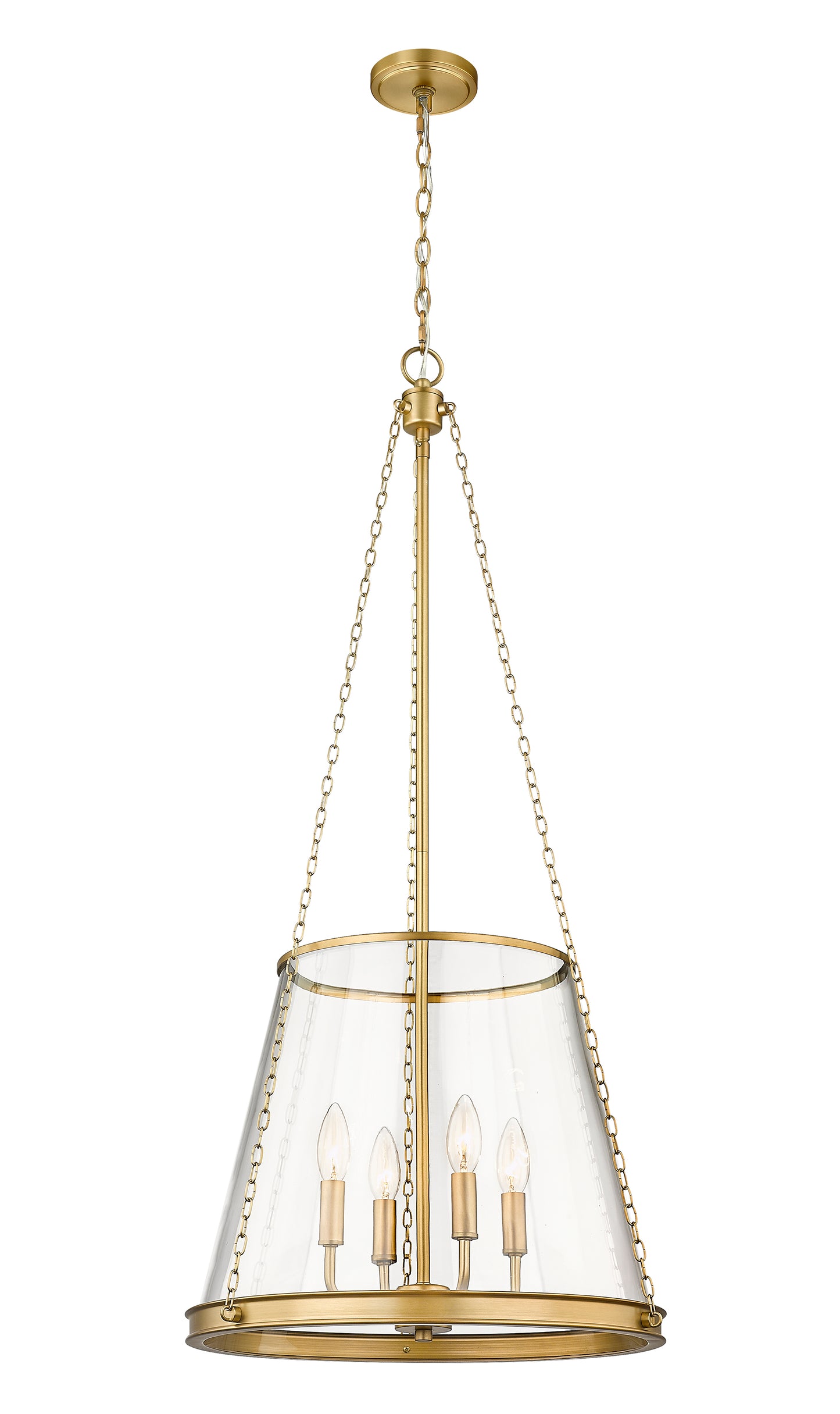 341P18-RB - Prescott 4 Light 18" Pendant - Rubbed Brass