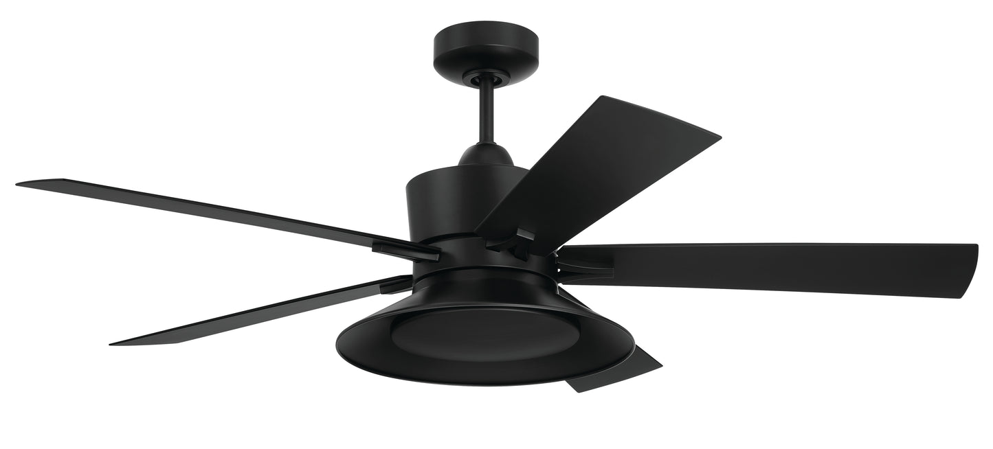 TOP52FB5 - Topper 52" 5 Blade Indoor Outdoor Ceiling Fan with Light Kit - Flat Black