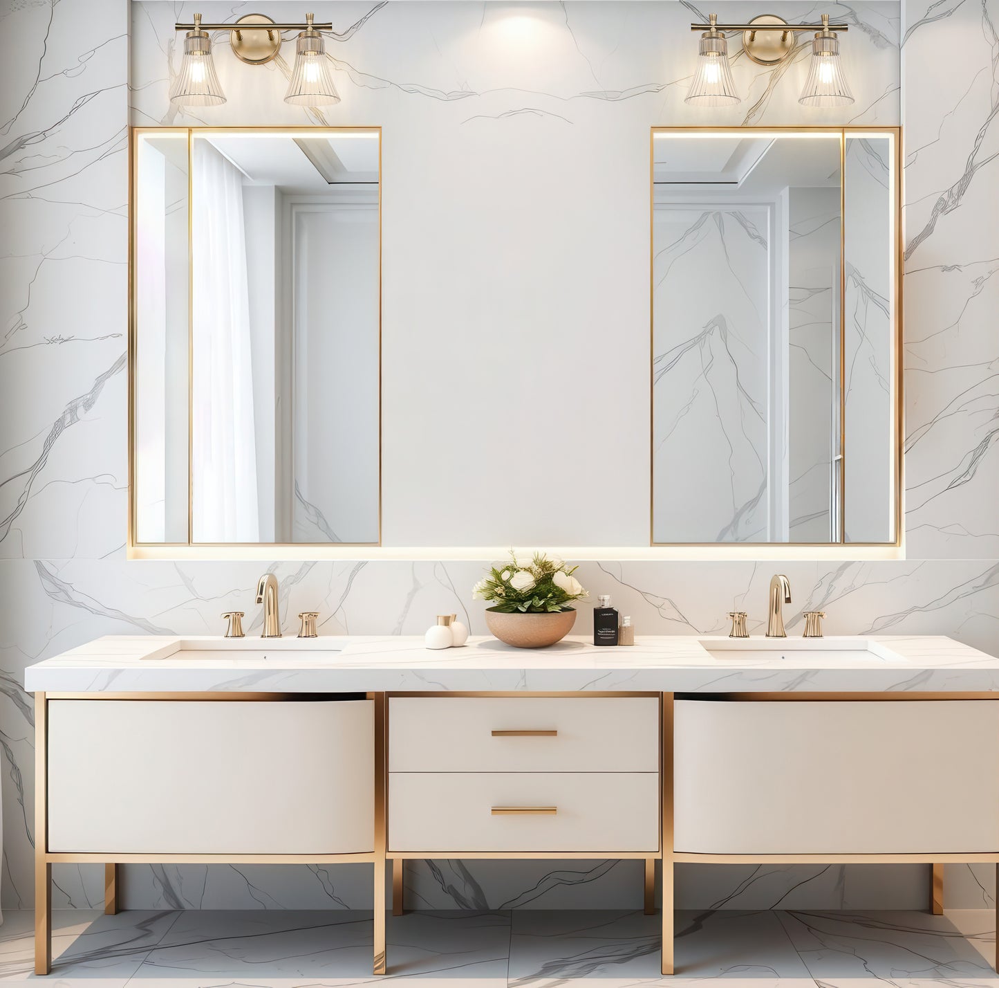 7519-2V-MGLD - Belle 2 Light 16" Vanity - Modern Gold