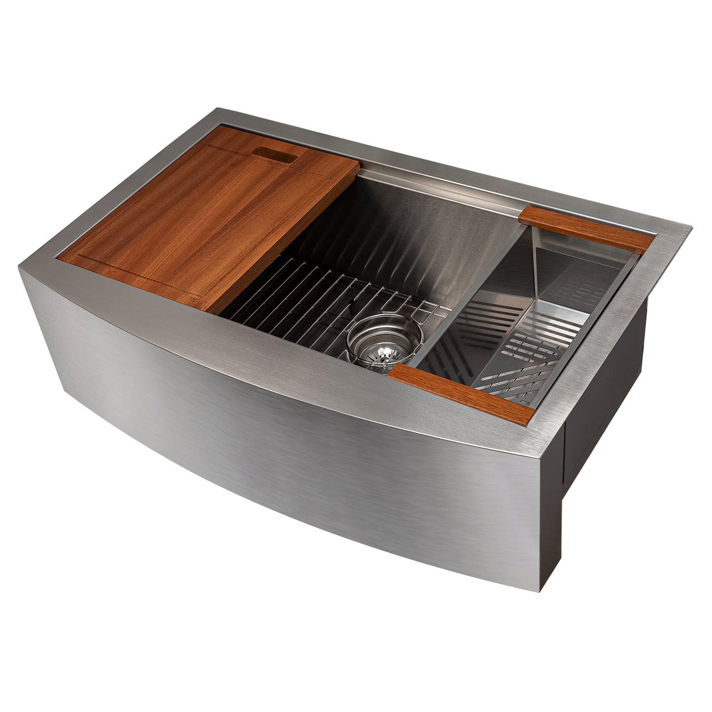SLSAP-33 - 33" Moritz Farmhouse Apron Mount Single Bowl Stainless Steel Kitchen Sink with Bottom Grid and Accessories