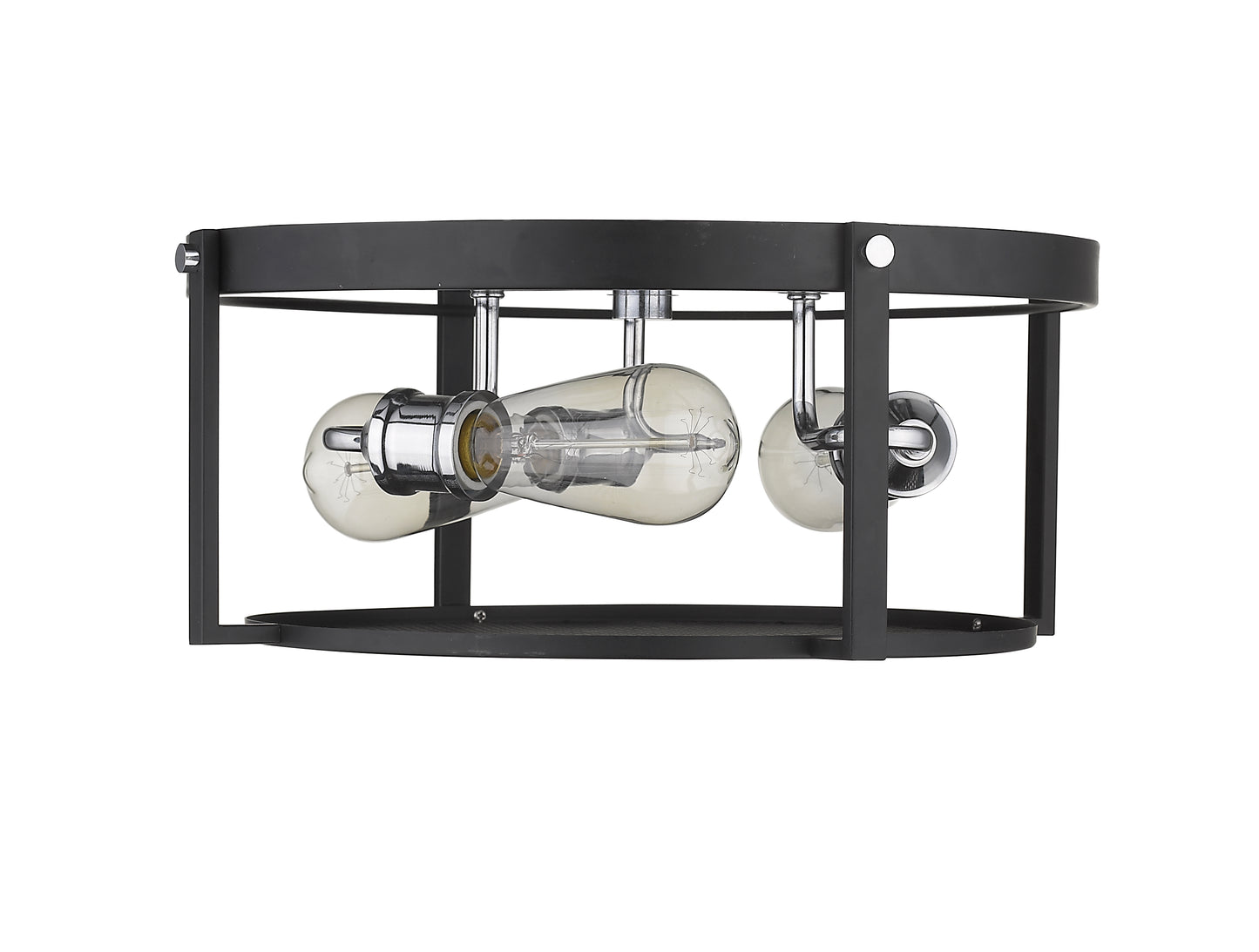 723F15-MB+CH - Halcyon 3 Light Flush 16" Mount - Matte Black / Chrome
