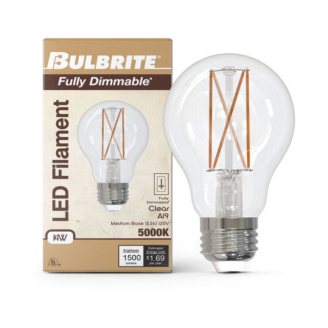776960 - Filaments Dimmable A19 Clear Glass Medium Base - 14 Watt - 5000K - 4 Pack