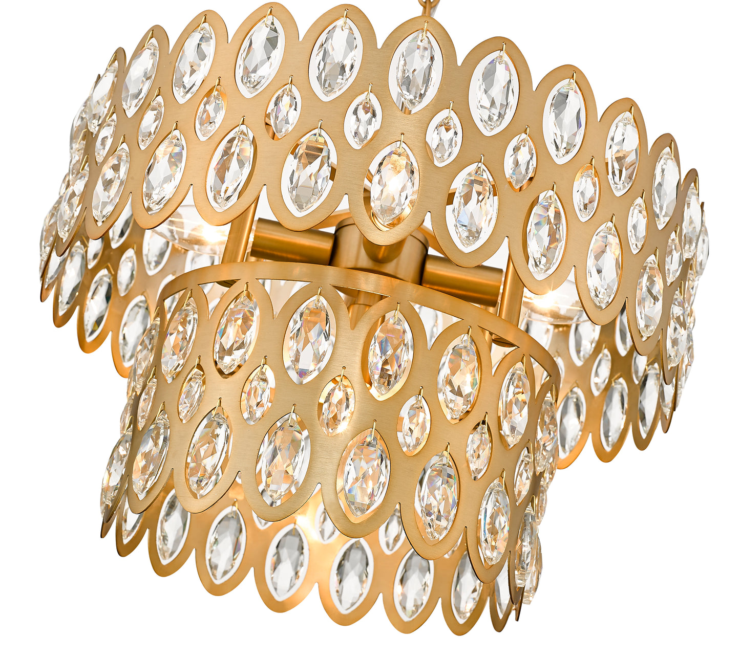 822P15-HB - Dealey 5 Light 16" Pendant - Heirloom Brass
