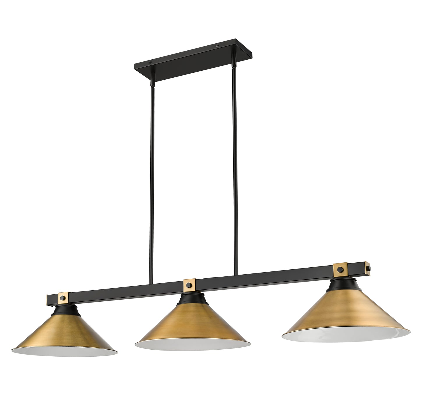1955-3MB-RB-RB15 - Bronte 3 Light 54" Billiard - Matte Black / Rubbed Brass