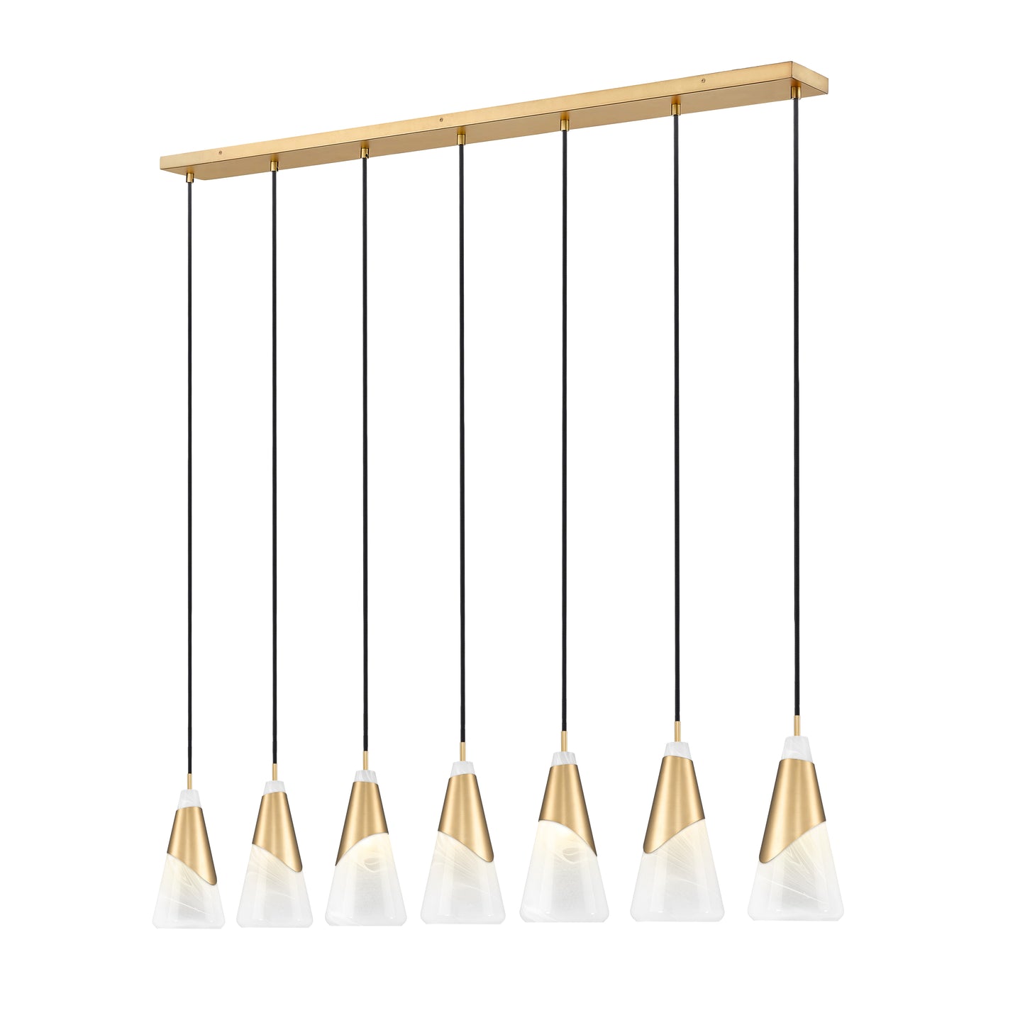 828P7-7L-MGLD - Aimie 7 Light Linear 54" Chandelier - Modern Gold