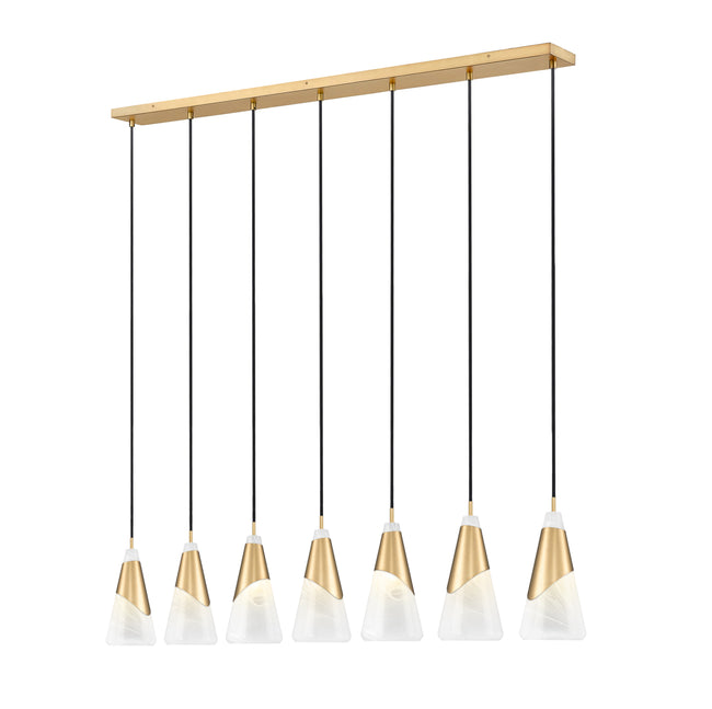 828P7-7L-MGLD - Aimie 7 Light Linear 54" Chandelier - Modern Gold