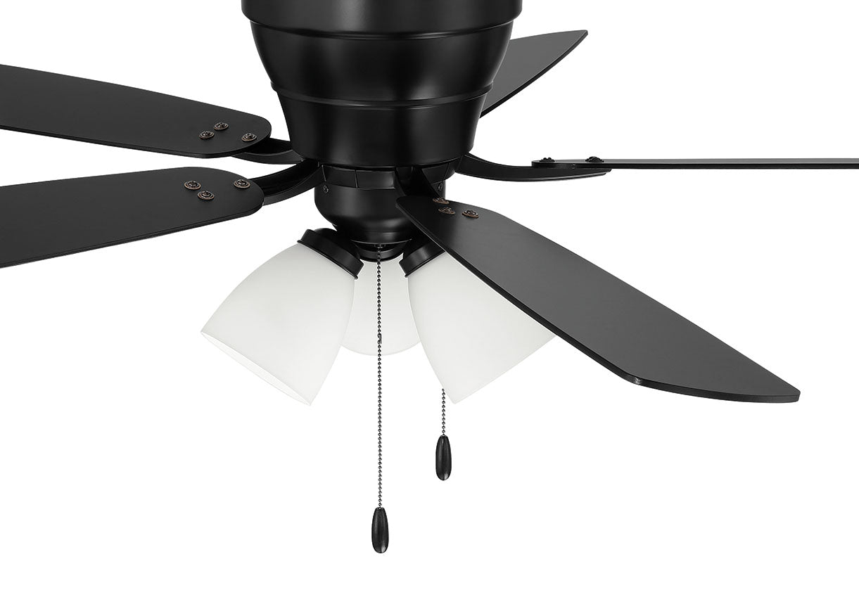 WHL52FB5C3 - Wheeler 52 3-Light 52" 5 Blade Ceiling Fan with Light Kit - Flat Black